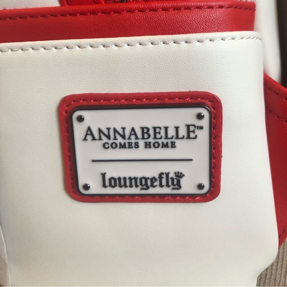 NWT LOUNGEFLY Annabelle Doll Face Cosplay The Conjuring Comes Home Mini Backpack - Picture 6 of 8